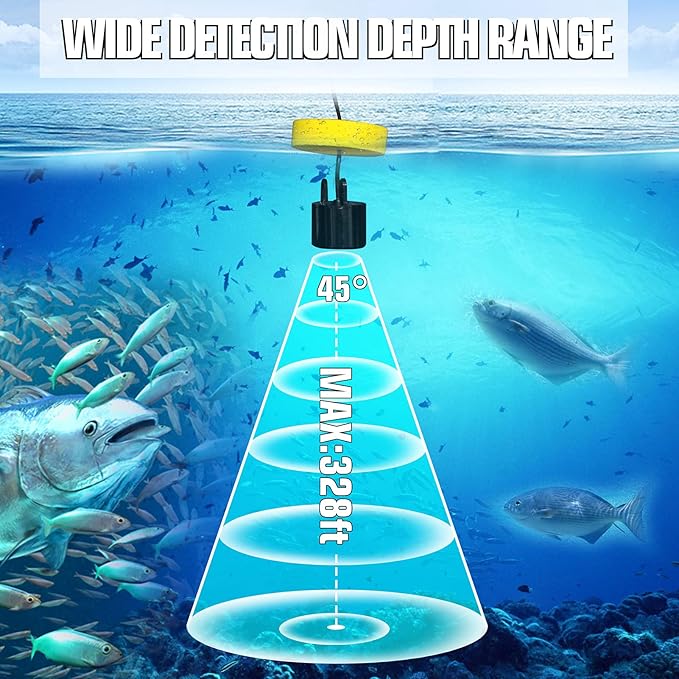 Atibin Wired Portable Fish Finder Display Handheld Monitor Depth Finder Transducer Sonar Sensor Fish Finders LCD Screen