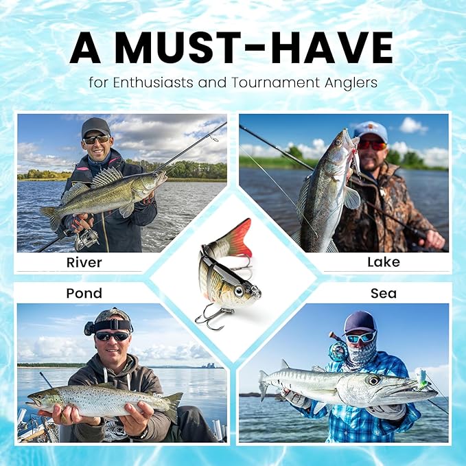Bass Fishing Lure for Freshwater and Saltwater Lifelike Fishing Lures Multi Jointed Swimbait for Bass Trout Crappie Walleye Pike Fishing Gifts for Men