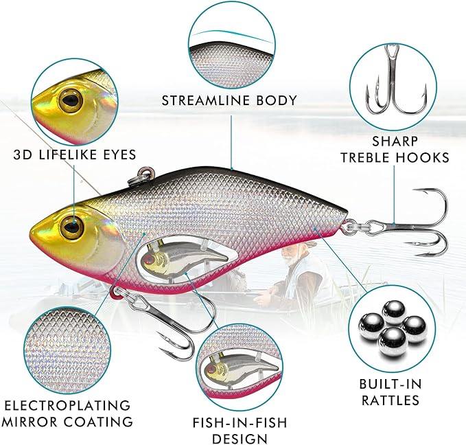TRUSCEND Easy Catch Swimmax, Magic Noisy Turbulent Wiggling and Vibrating Actions for More Bites, Segmented Swimbait Jointed by Dyneema Strongest Fiber, Lifelike Fishing Lures for Relax Family Fishing
