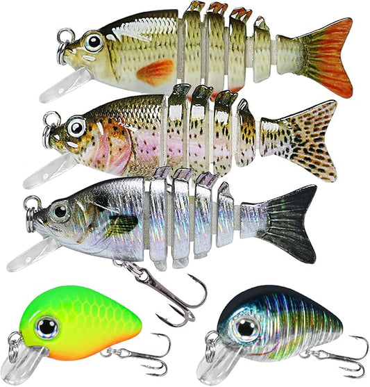 TRUSCEND Easy Catch Swimmax, Magic Noisy Turbulent Wiggling and Vibrating Actions for More Bites, Segmented Swimbait Jointed by Dyneema Strongest Fiber, Lifelike Fishing Lures for Relax Family Fishing