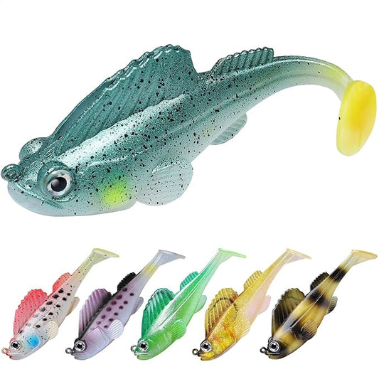 TRUSCEND Easy Catch Soft Lures, Unique Vibrating Swim Action and Trembly Sinking Move for More Bites, Amazing Soft Swimbaits for Family Fishing, Well-Made Fishing Lures for Bass Trout Crappie Walleye