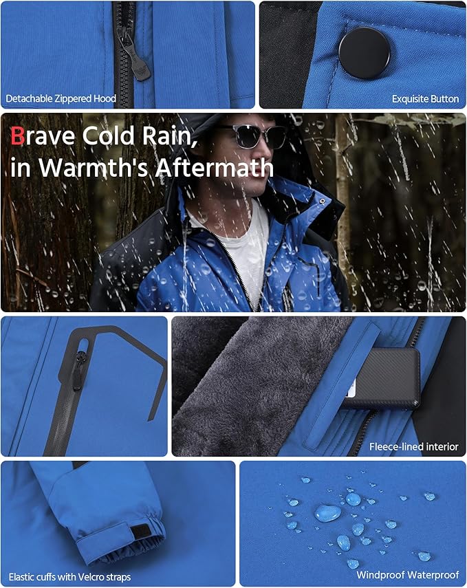 Wulcea Graphene Heated Jacket for Men Fur Lined with Large Capacity Battery Pack