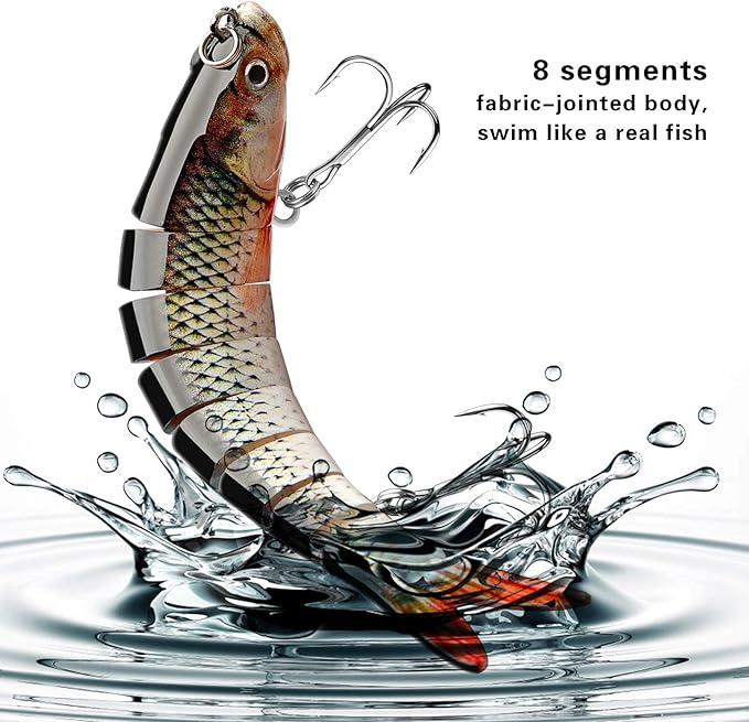Bass Fishing Lure for Freshwater and Saltwater Lifelike Fishing Lures Multi Jointed Swimbait for Bass Trout Crappie Walleye Pike Fishing Gifts for Men