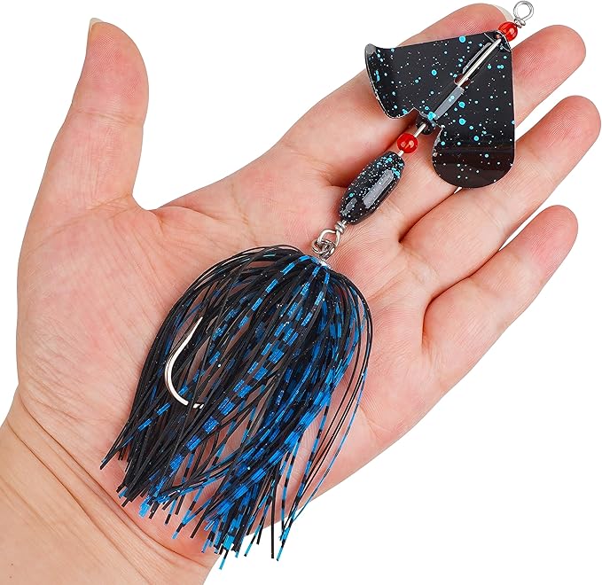 Spinnerbait Fishing Lures Kit Set, 6pcs Bass Fishing Buzzbait Multicolor Bass Trout Salmon Metal Spinner Baits Swim Jigs Freshwater Saltwater Fishing