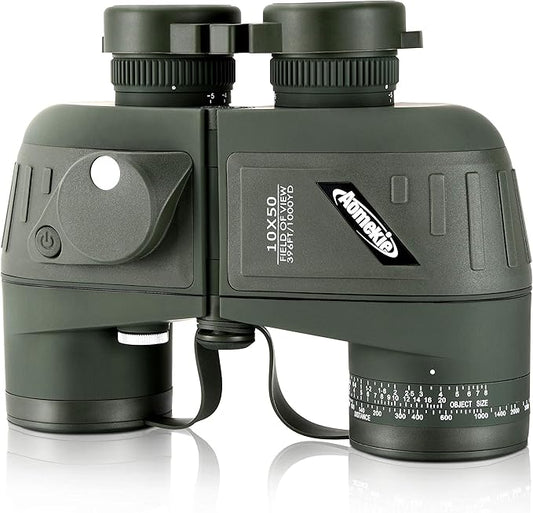 AOMEKIE Marine Binoculars for Adults 10x50 Waterproof Binoculars with Rangefinder Compass BAK4 Prism FMC Lens for Birdwatching Hunting Boating