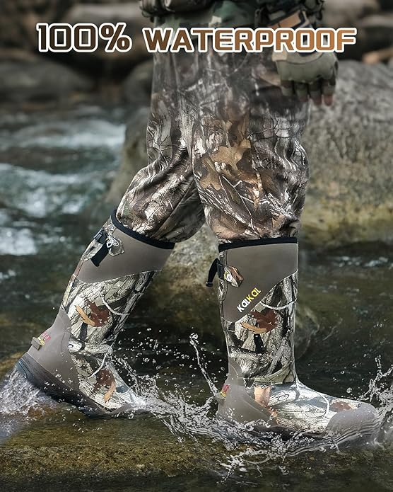 Kalkal Hunting Boots for Men with 800g Insulation, Waterproof Men's Insulated hunting boots with 7mm Neoprene, Sturdy Warm Rubber Boots for Outdoor Hunting Boots for Men (Size 6-14)