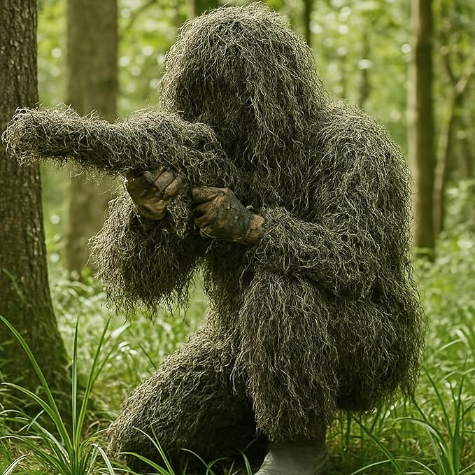 Seeutek 5 in 1 Ghillie Suit - 3D Camouflage Hunting Suits - Jacket, Pants, Hood, Carry Bag for Adults & Youth, M/L/XL/XXL