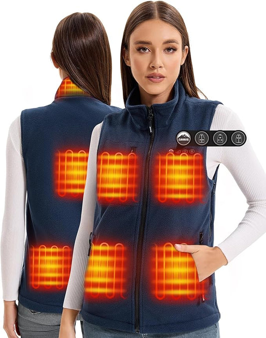 ARRIS Fleece Heated Vest for Women with 7.4V Battery Pack, Size Adjustable 8 Heating Zones Heating Clothing for Hunting