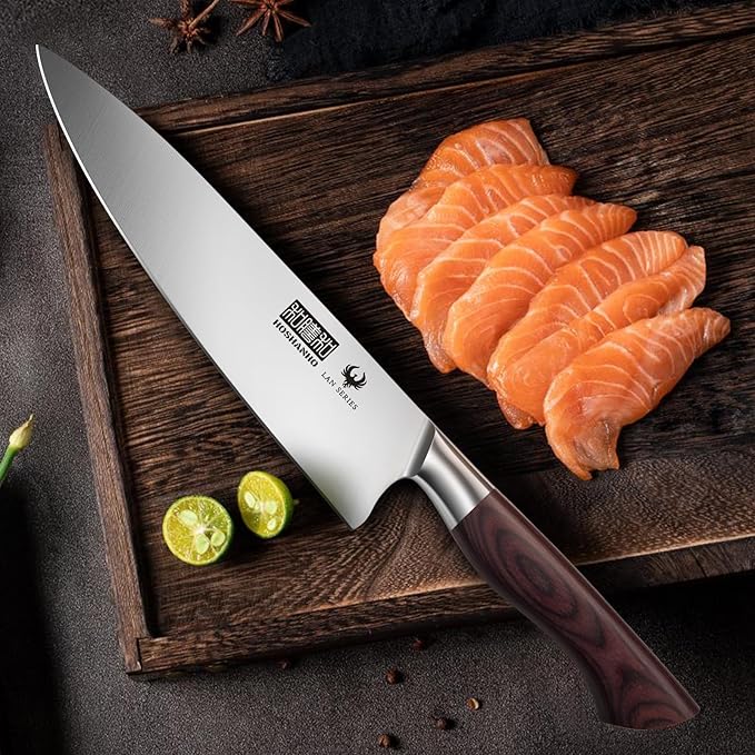 8 Inch Chef Knife for Cooking, Super Sharp High Carbon Stainless Steel Kitchen Knife, Professional Japanese Knife with Durable Wood Handle