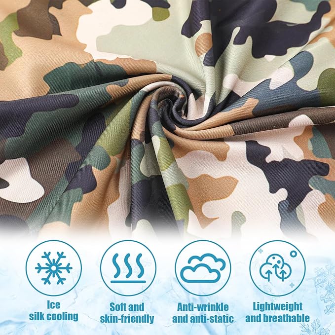 8 Pcs Summer Camo Neck Gaiter Scarf Bandanas for Men Sun Hoods Balaclava Cooling Breathable Face Mask Outdoor Sports (Novel Camo, Camouflage Color)