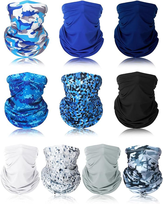 SATINIOR 10 Pieces Neck Gaiter Scarf Bandanas Balaclava Cooling Breathable Face Mask for Men Women Outdoor Sports
