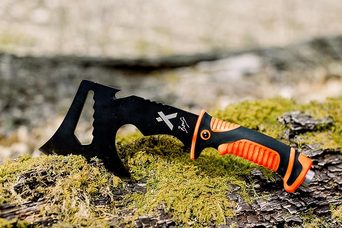 Ultimate Hatchet, Axe for Camping, Survival, and Backpacking, Includes Sheath, Bottle Opener, Hammer, and Hex Wrench, 3cr13 Stainless Steel - Black Oxide