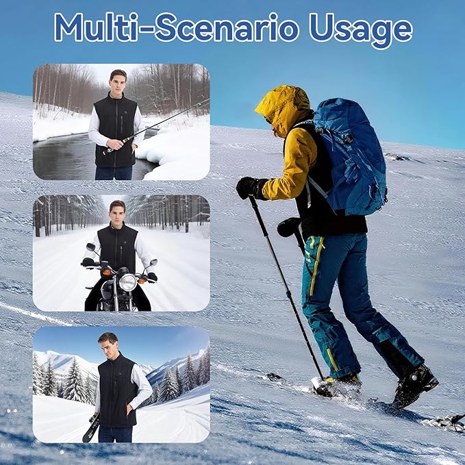 Soft Shell Heated Vest for Men with Battery, 9 Heating Zone Lightweight Insulated Electric Vest for Winter Outdoor