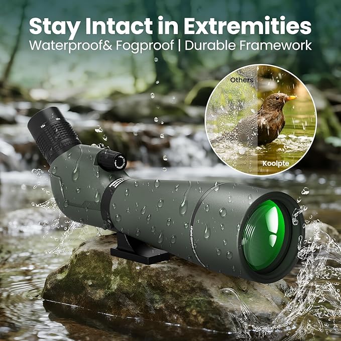 Spotting Scope 25-75x85 with Phone Adapter, Tripod & Carrying Bag -Fully Multi-Coated Optics,BAK4 High Definition Waterproof Spotter Scope for Birding, Hunting, Astronomy, Outdoor Observation,Green
