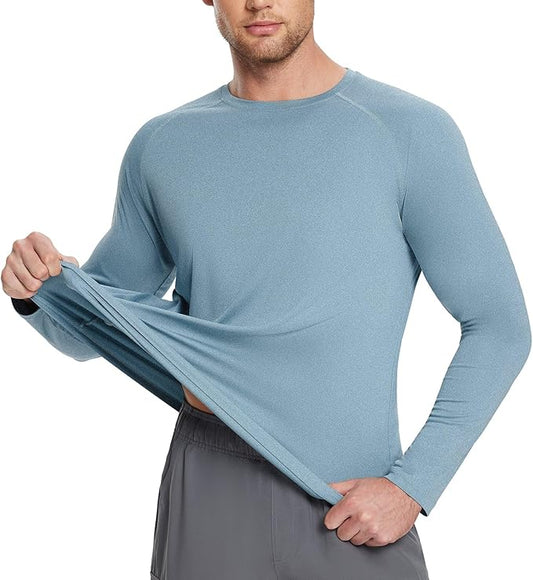 baleaf Men's Sun Protection Shirts UV SPF UPF 50+ Long Sleeve Rash Guard Fishing Running Quick Dry Lightweight