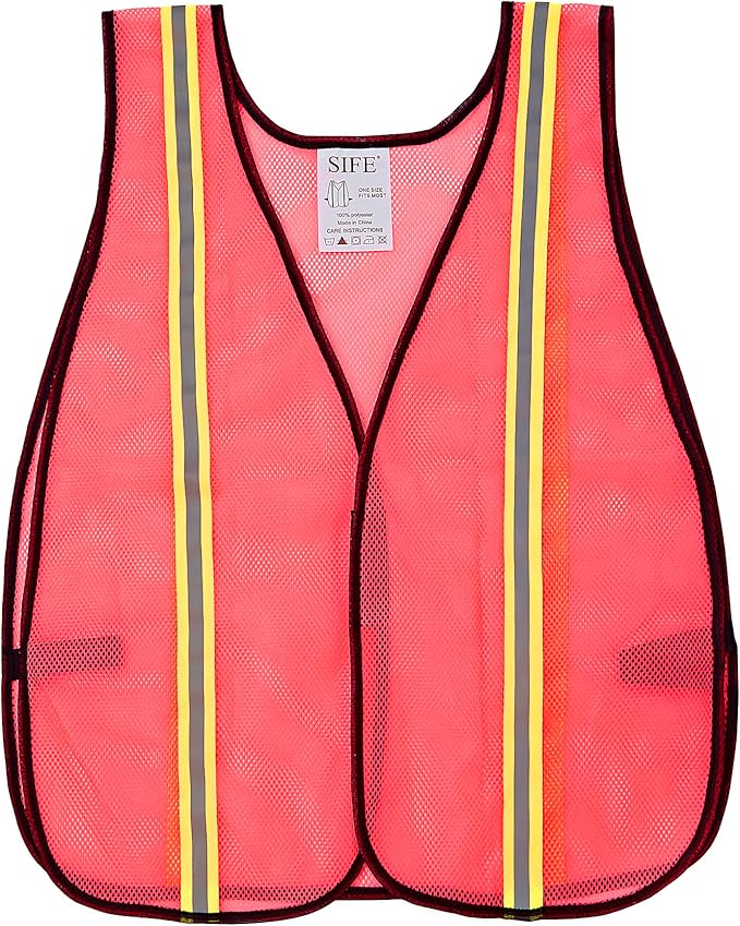 SIFE 1 Pack High Visibility Reflective Safety Vest,Made from Breathable and Neon Pink Mesh Fabric,light weight for Man and Woman(Pink,1 pack)