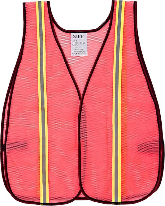 SIFE 1 Pack High Visibility Reflective Safety Vest,Made from Breathable and Neon Pink Mesh Fabric,light weight for Man and Woman(Pink,1 pack)