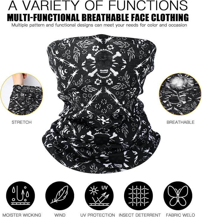 8 Pcs Summer Camo Neck Gaiter Scarf Bandanas for Men Sun Hoods Balaclava Cooling Breathable Face Mask Outdoor Sports