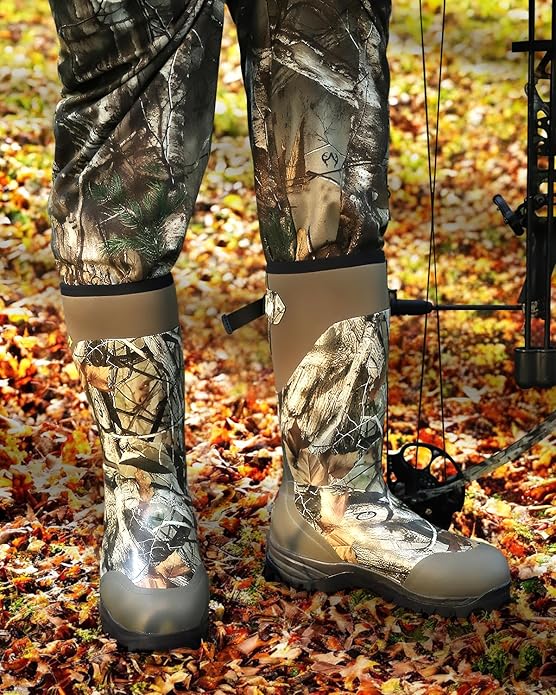 Kalkal Hunting Boots for Men with 800g Insulation, Waterproof Men's Insulated hunting boots with 7mm Neoprene, Sturdy Warm Rubber Boots for Outdoor Hunting Boots for Men (Size 6-14)