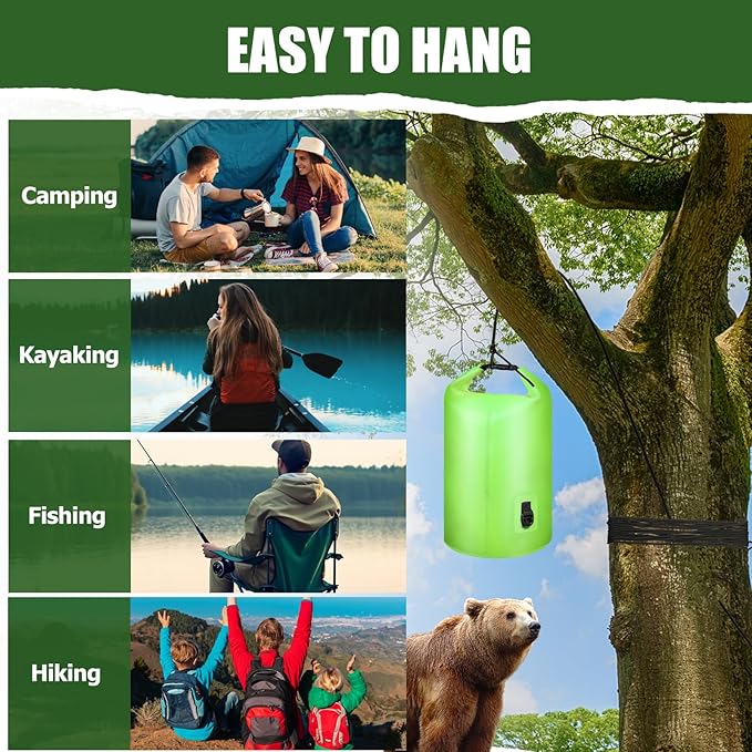 Bear Bag Hanging System - 15L Heavy Duty Waterproof Bear Proof Food Storage Kit with Rock Sack 2 Ropes 2 Safety Clips 1 Straps for Hiking, Camping & Backpackin