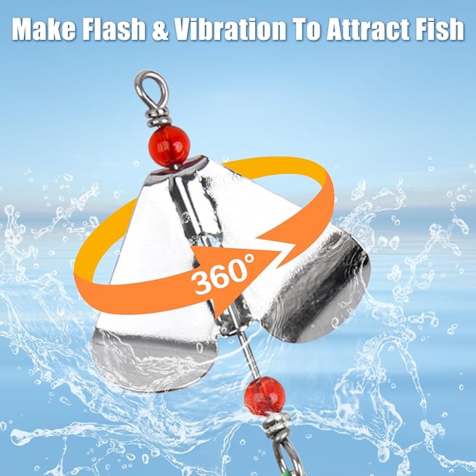 Spinnerbait Fishing Lures Kit Set, 6pcs Bass Fishing Buzzbait Multicolor Bass Trout Salmon Metal Spinner Baits Swim Jigs Freshwater Saltwater Fishing
