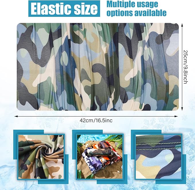 8 Pcs Summer Camo Neck Gaiter Scarf Bandanas for Men Sun Hoods Balaclava Cooling Breathable Face Mask Outdoor Sports (Novel Camo, Camouflage Color)