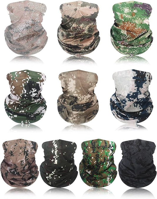 SATINIOR 10 Pieces Neck Gaiter Scarf Bandanas Balaclava Cooling Breathable Face Mask for Men Women Outdoor Sports