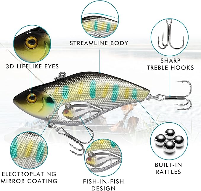 TRUSCEND Easy Catch Swimmax, Magic Noisy Turbulent Wiggling and Vibrating Actions for More Bites, Segmented Swimbait Jointed by Dyneema Strongest Fiber, Lifelike Fishing Lures for Relax Family Fishing