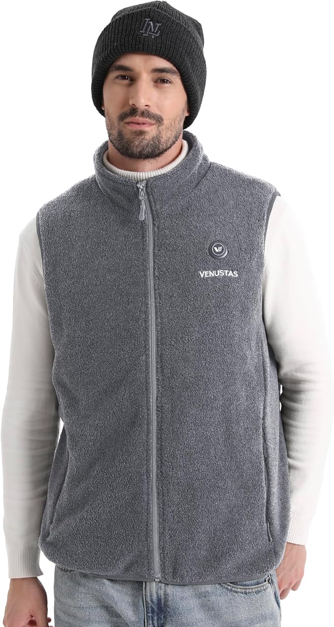 Venustas Men's Fleece Heated Vest with Battery, Lightweight Insulated Electric Vest
