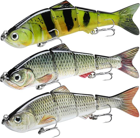 TRUSCEND Easy Catch Swimmax, Magic Noisy Turbulent Wiggling and Vibrating Actions for More Bites, Segmented Swimbait Jointed by Dyneema Strongest Fiber, Lifelike Fishing Lures for Relax Family Fishing