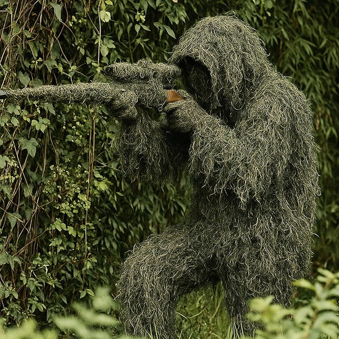Seeutek 5 in 1 Ghillie Suit - 3D Camouflage Hunting Suits - Jacket, Pants, Hood, Carry Bag for Adults & Youth, M/L/XL/XXL