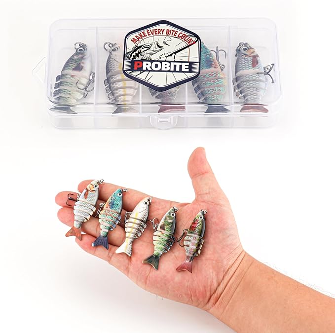 5PCS Lifelike Fishing Lures – Multi-Jointed Swimbait for Bass, Trout, Crappie, Walleye, Pike, Realistic Action with 3D Fish Eyes and Sharp Hooks, Perfect for Fishing Kits in Saltwater & Freshwater
