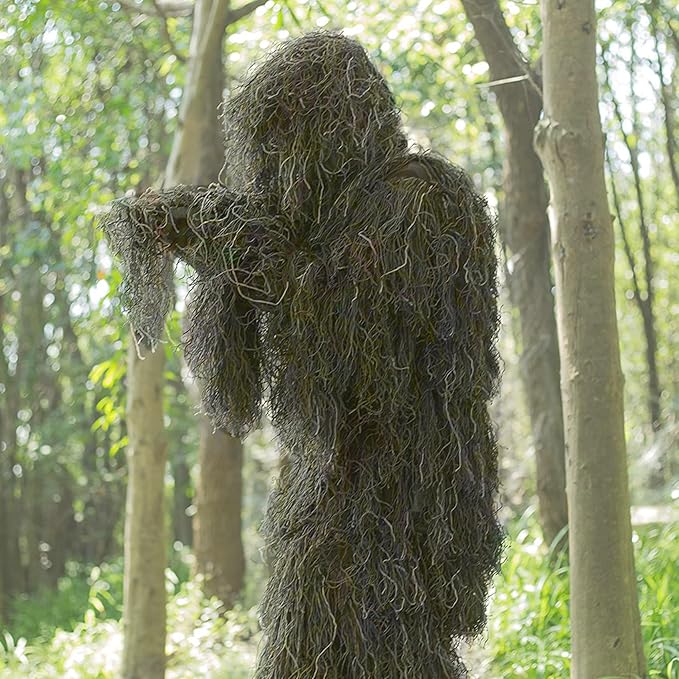 Slendor 5 in 1 Ghillie Suit, 3D Camouflage Hunting Camo Hunting Clothes, Suitable for Unisex Adults/Youth (S/M/L/XL/XXL)
