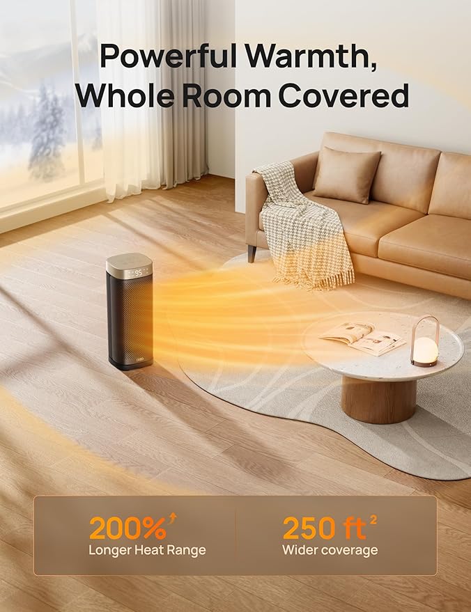 Dreo Space Heaters for Indoor Use, 1500W Fast Heating Portable Heaters with Remote, Large PTC Ceramic Electric for Bedroom, 12H Timer, 70° Oscillation, Overheat Protection, Safety Heat for Home Office
