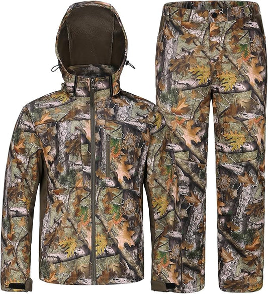 UIIHUNT Hunting Clothes for Men with Fleece Lining: Safety Strap Compatible Water Resistant Silent Hunting Jacket and Pants