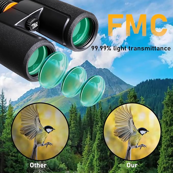 10x42 Binoculars for Adults High Powered - Waterproof Fogproof BAK4 Prism, with Phone Adapter for Bird Watching, Hunting, Travel