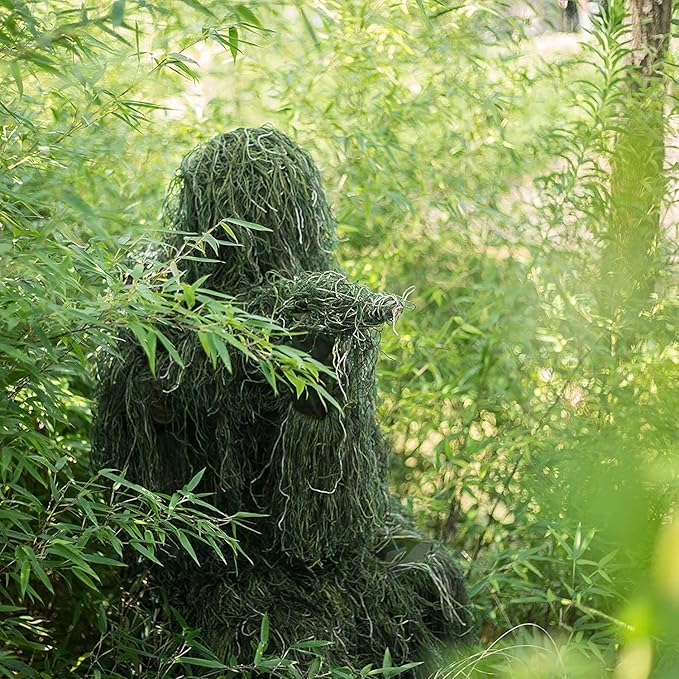 Seeutek 5 in 1 Ghillie Suit - 3D Camouflage Hunting Suits - Jacket, Pants, Hood, Carry Bag for Adults & Youth, M/L/XL/XXL