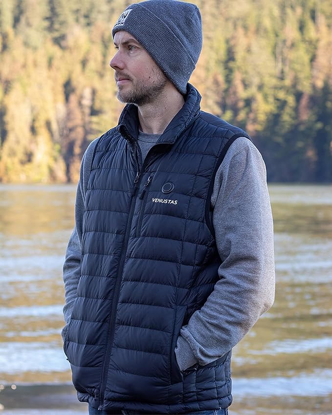 Venustas Men's Heated Down Vest with Battery Pack 7.4V Included, 90% Duck Down Lightweight Electric Vest for Hiking Hunting