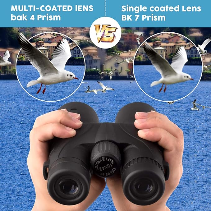 10x42 Binoculars for Adults - Professional HD Roof BAK4 Prism Lens Binoculars for Bird Watching, Hunting, Travel, Sports, Cruise, Concert, with Carrying Bag