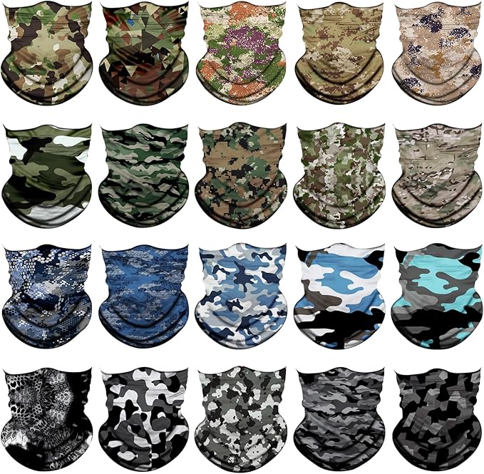 20pcs Cooling Neck Gaiter for Men Women Gator Face Mask Scart Cover Breathable Balaclava Bandana Sun Protection