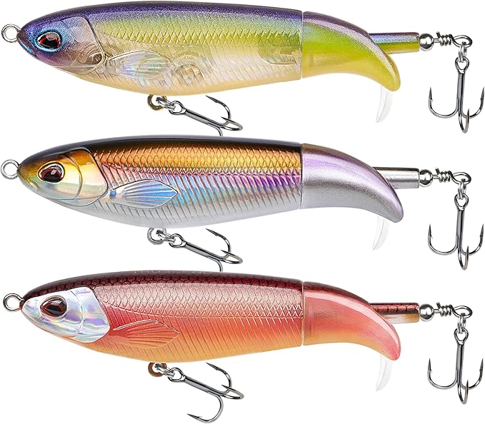 TRUSCEND PoPobait with BKK Hooks, Top Water Plopper Fishing Lures for Bass Walleye Pike Catfish Musky Perch, Floating Lure for Freshwater or Saltwater, Amazing Teasers Fishing Gifts for Family Fishing