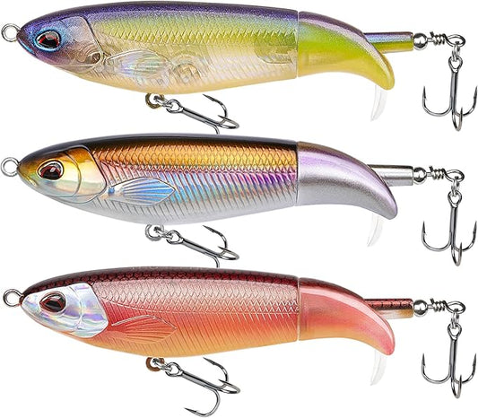 TRUSCEND PoPobait with BKK Hooks, Top Water Plopper Fishing Lures for Bass Walleye Pike Catfish Musky Perch, Floating Lure for Freshwater or Saltwater, Amazing Teasers Fishing Gifts for Family Fishing