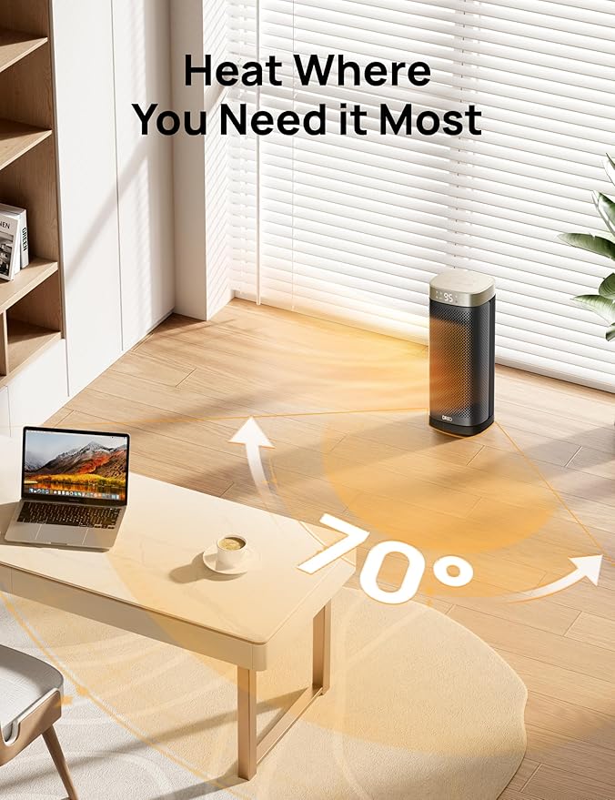 Dreo Space Heaters for Indoor Use, 1500W Fast Heating Portable Heaters with Remote, Large PTC Ceramic Electric for Bedroom, 12H Timer, 70° Oscillation, Overheat Protection, Safety Heat for Home Office