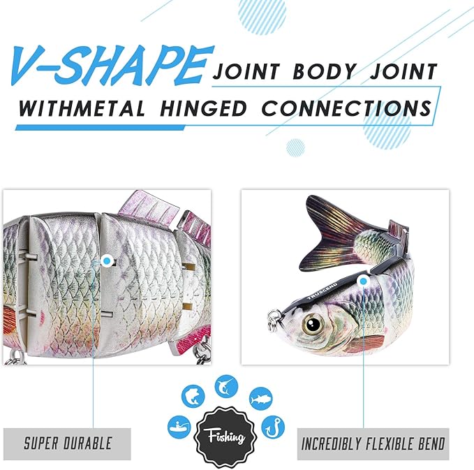 TRUSCEND Easy Catch Swimmax, Magic Noisy Turbulent Wiggling and Vibrating Actions for More Bites, Segmented Swimbait Jointed by Dyneema Strongest Fiber, Lifelike Fishing Lures for Relax Family Fishing