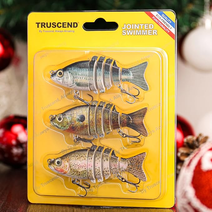 TRUSCEND Easy Catch Swimmax, Magic Noisy Turbulent Wiggling and Vibrating Actions for More Bites, Segmented Swimbait Jointed by Dyneema Strongest Fiber, Lifelike Fishing Lures for Relax Family Fishing
