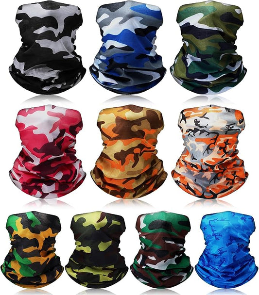 SATINIOR 10 Pieces Neck Gaiter Scarf Bandanas Balaclava Cooling Breathable Face Mask for Men Women Outdoor Sports
