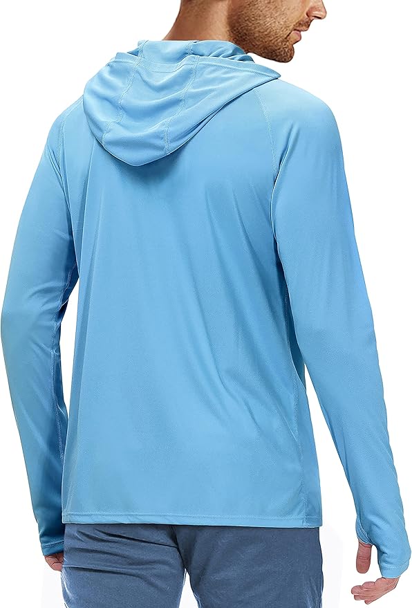 Roadbox UPF 50+ Fishing Shirts for Men, Long Sleeve UV Sun Protection Hoodie, Outdoor Hiking Running Swimming Rash Guard