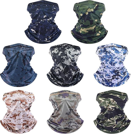 SATINIOR 8 Pcs Winter Bandanas for Men for Cold Warmer Neck Gaiter Scarf Balaclava Windproof Breathable Face Cover Scarf