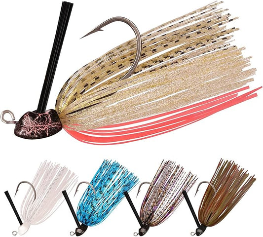 TRUSCEND Fishing Jigs with Ultra Smooth Teflon Hook, Tour Grade Titanium Weed Guard Swim Jigs, Valuable Weedless Skirted Jig, Well-Made Fishing Lures for Crappie Bass Trout, Freshwater Fishing Gear