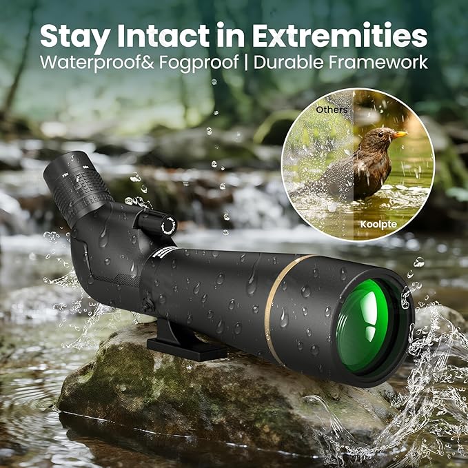 Spotting Scope 25-75x85 HD with Phone Adapter, Tripod & Carrying Bag -Fully Multi-Coated Optics,BAK4 High Definition Waterproof Spotter Scope for Birding, Hunting, Astronomy, Outdoor Observation,Black